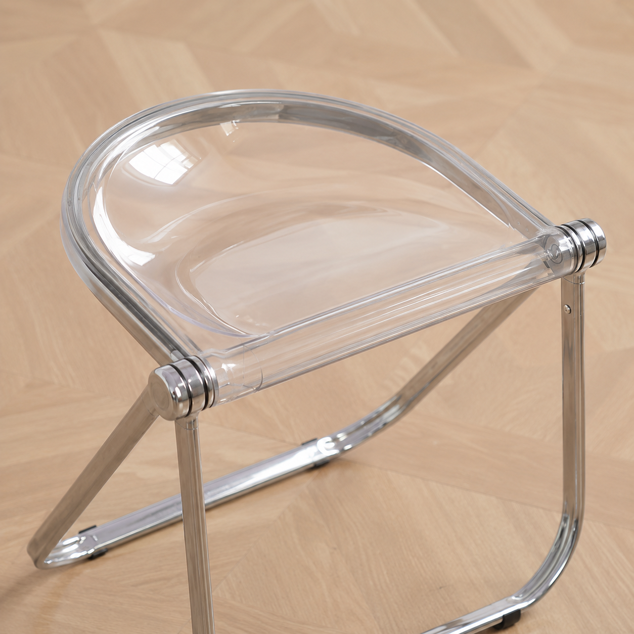 Taburete Plegable Vintage con Asiento Acrílico Luna