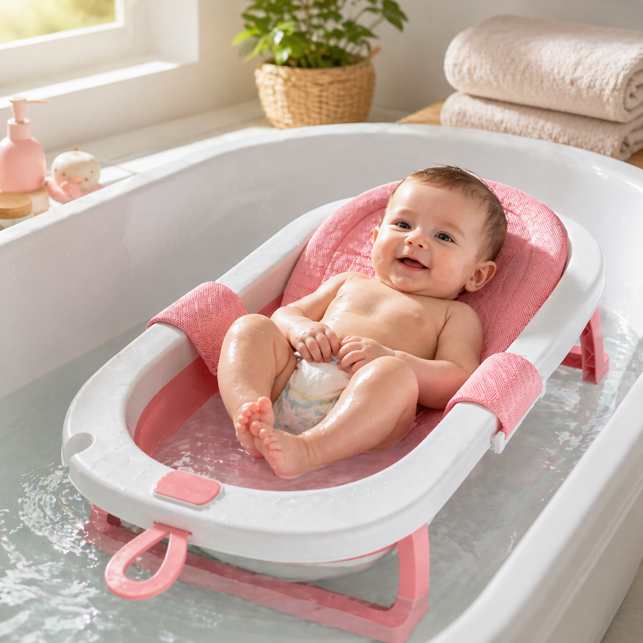Bañera plegable para bebé Bavi con red de soporte incluida