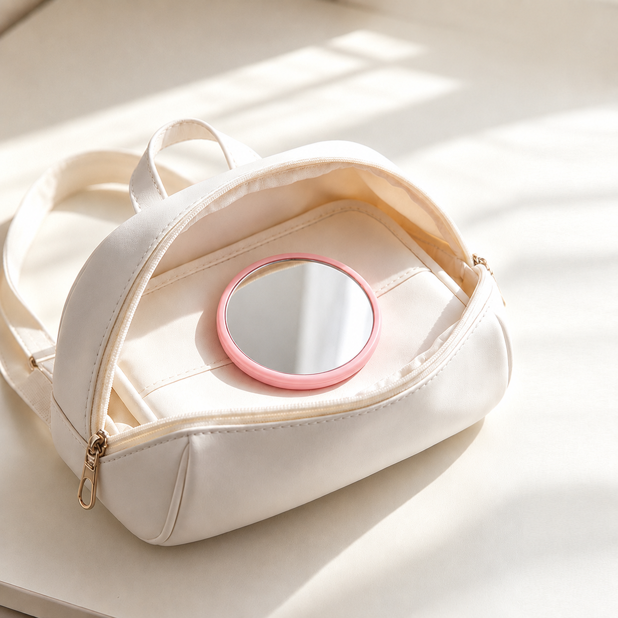 Portable round compact mirror