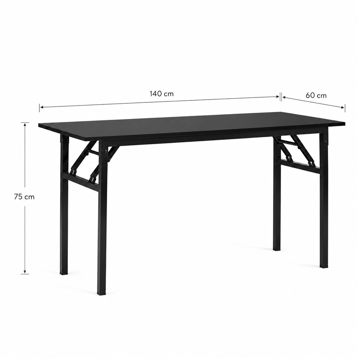 Mesa Plegable Rectangular Halan – Tablero MDF, Estructura De Acero Negro, 3 Tamaños y 2 Colores