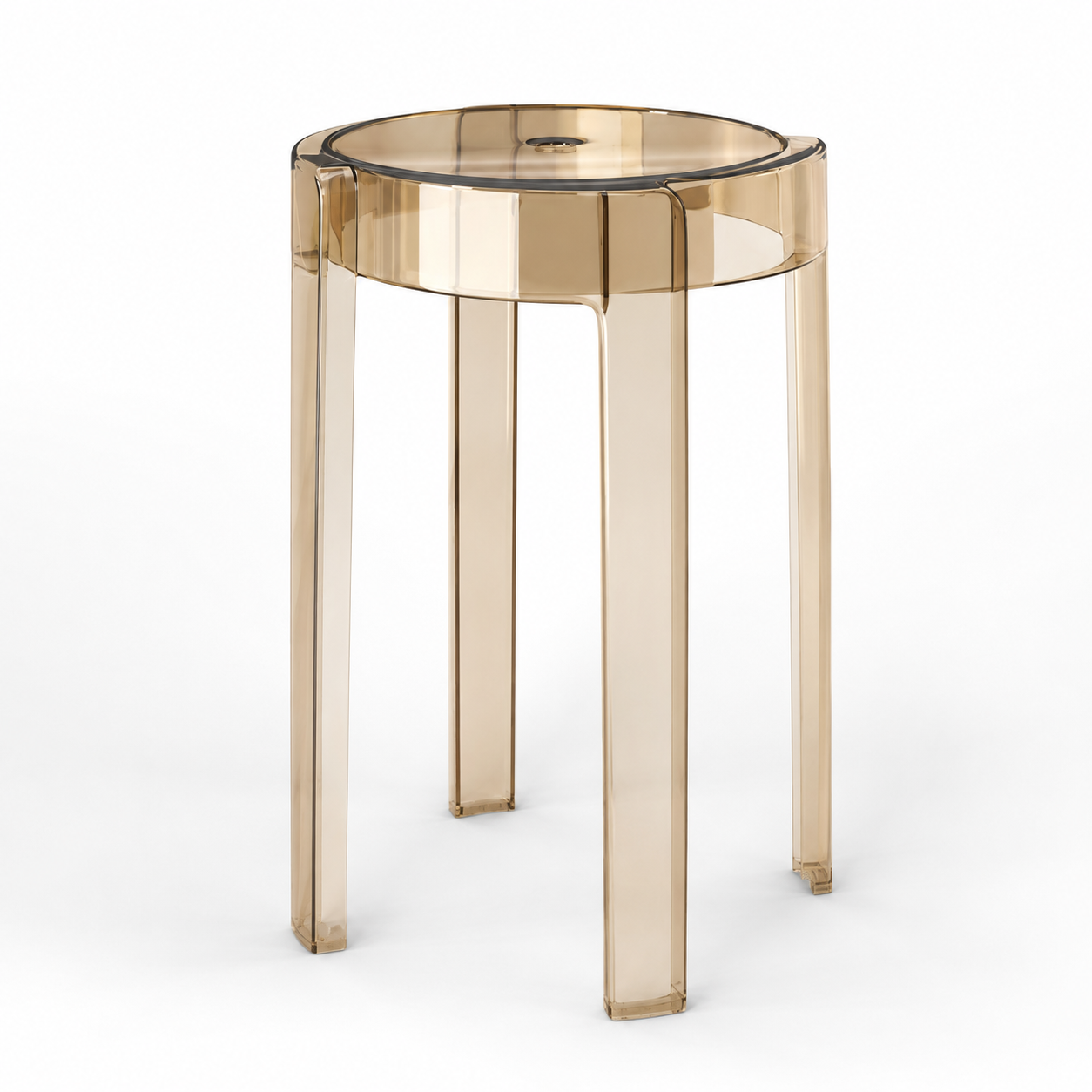 Silla de acrílico de gran espesor / taburete de plástico / taburete redondo apilable / banco sencillo de salón / silla de comedor / estilo moderno minimalista transparente