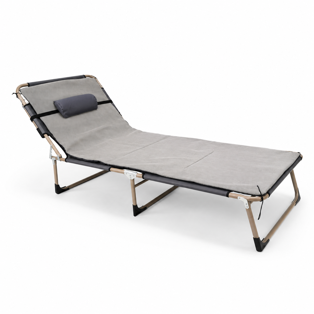 Camastro Reclinable Plegable Ayea – Malla Gris Claro, Estructura Metálica, Almohada Incluida