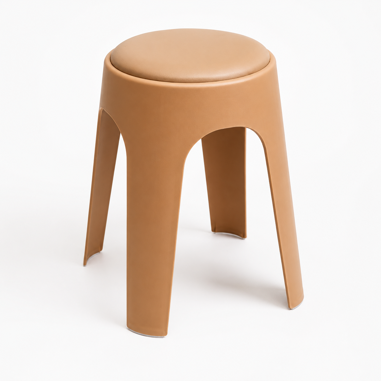 Taburete de plástico tapizado de estilo nórdico, taburete redondo apilable, robusto y resistente, ideal para salones, comedores y como taburete alto para recibir invitados.
