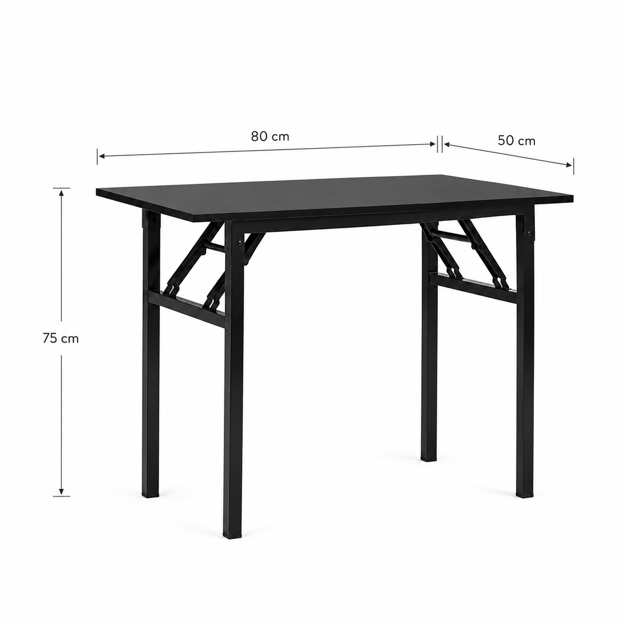 Mesa Plegable Rectangular Halan – Tablero MDF, Estructura De Acero Negro, 3 Tamaños y 2 Colores