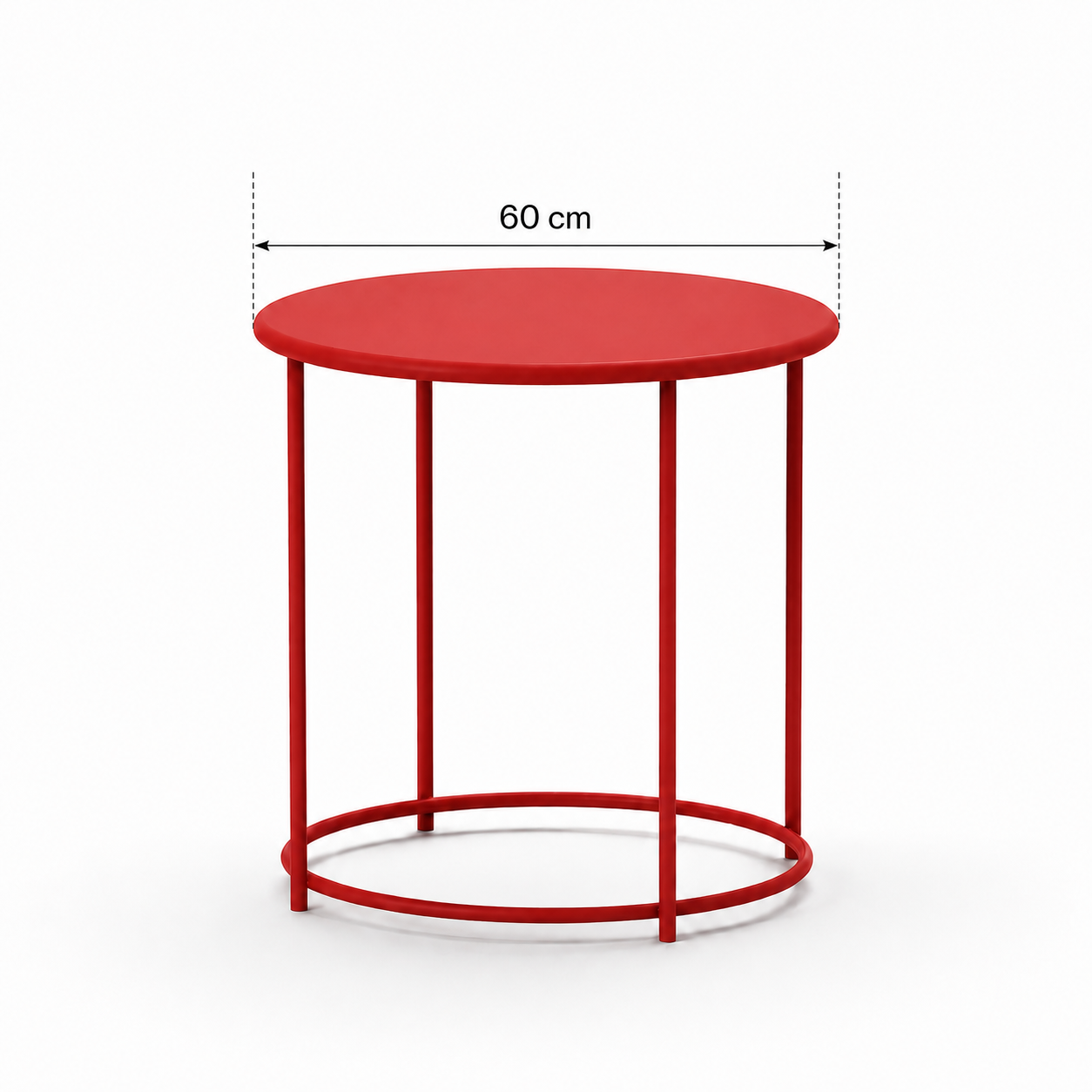 Mesa Auxiliar Redonda Marilyn – Acero, Color Rojo, Tablero 60 Cm, Base Circular