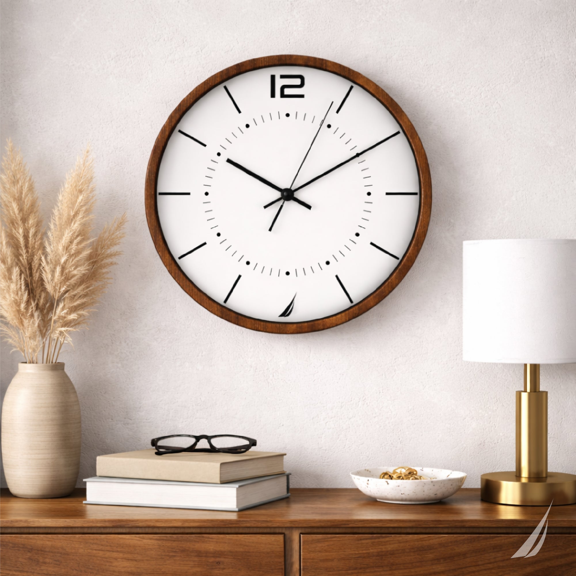 Reloj Pared Nautica - Madera Elegante Decorativo Silencioso
