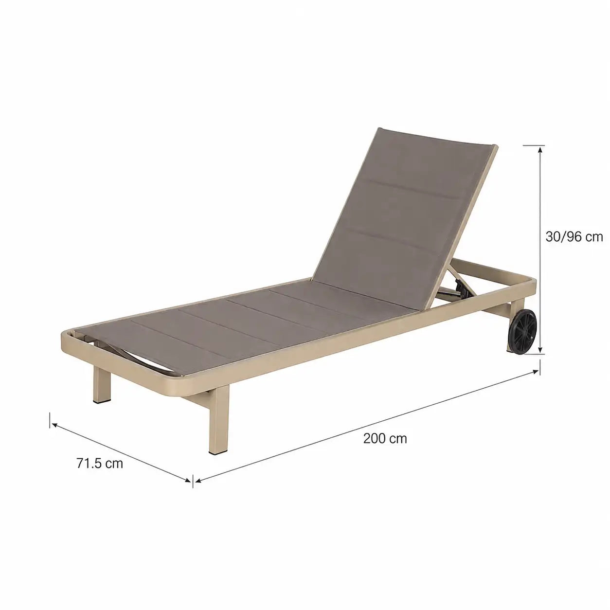 Camastro de Exterior Luna Tumbona Reclinable con Ruedas Malla Teslin Aluminio