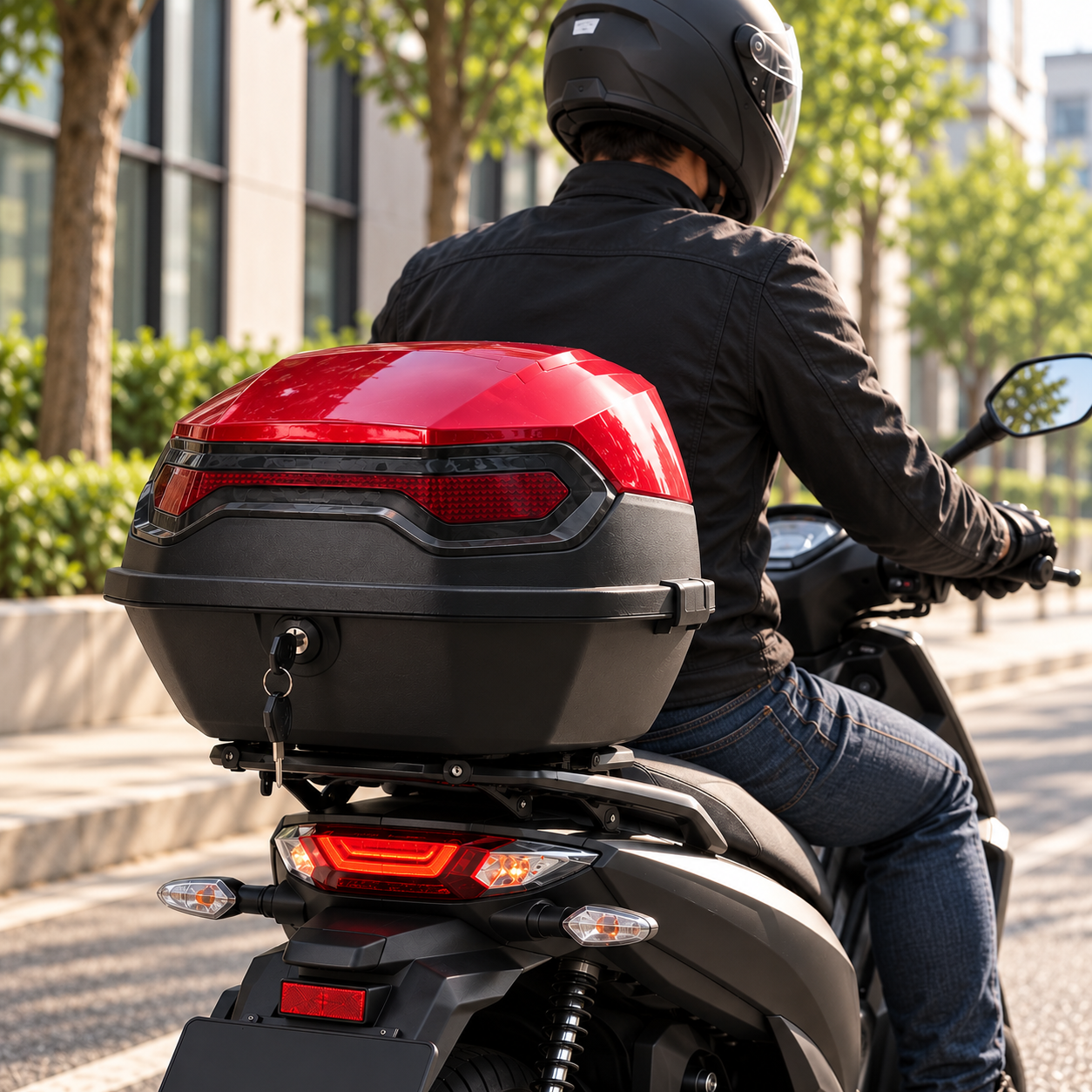 Baúl Trasero para Motocicleta Randy con Reflectante y Cerradura de Seguridad | Banana Way