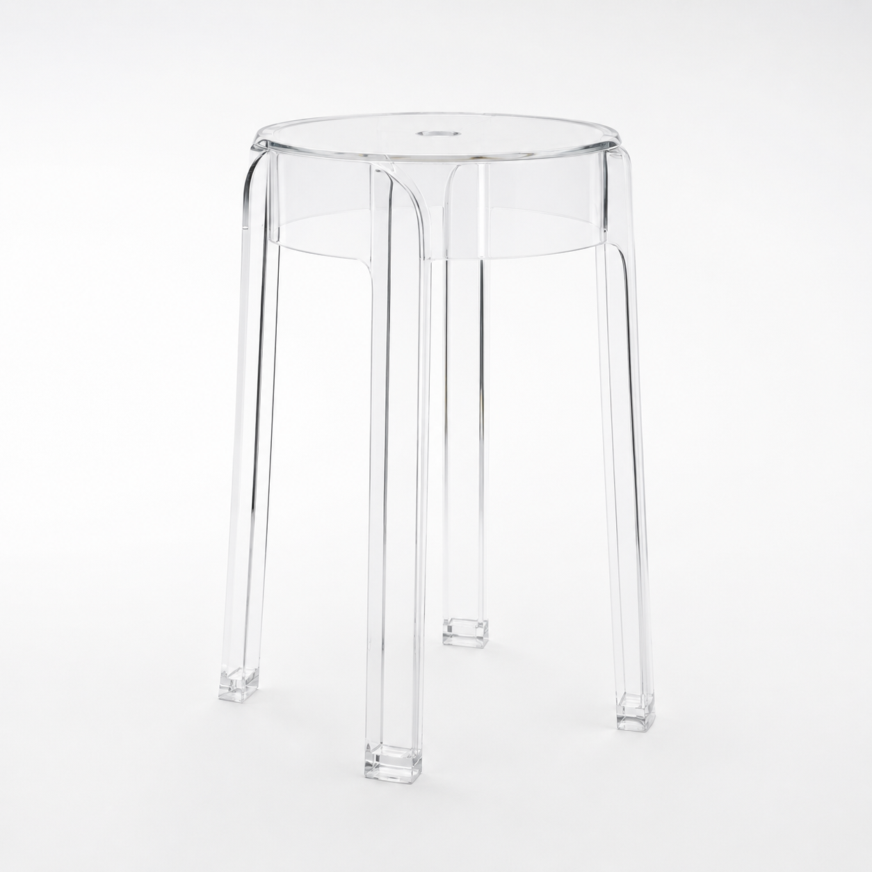 Silla de acrílico de gran espesor / taburete de plástico / taburete redondo apilable / banco sencillo de salón / silla de comedor / estilo moderno minimalista transparente