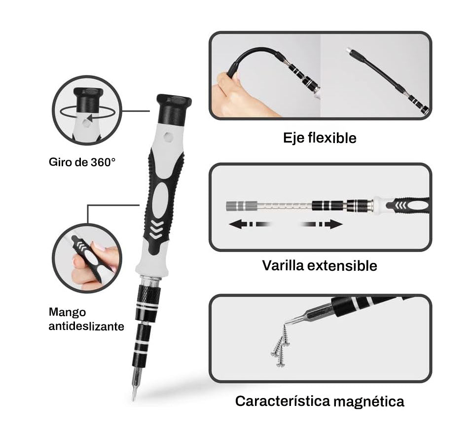 Práctico kit de herramientas de destornillador de precisión 115 en 1