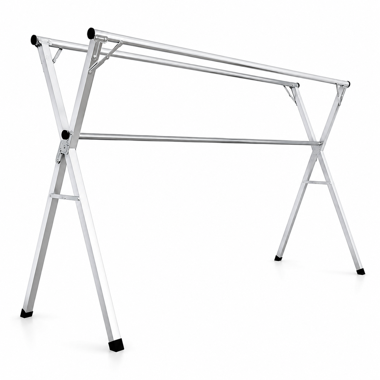Tendedero de pie plegable 3 barras galvanizadas Mirta — estructura en X, 1.6 m o 2.0 m.