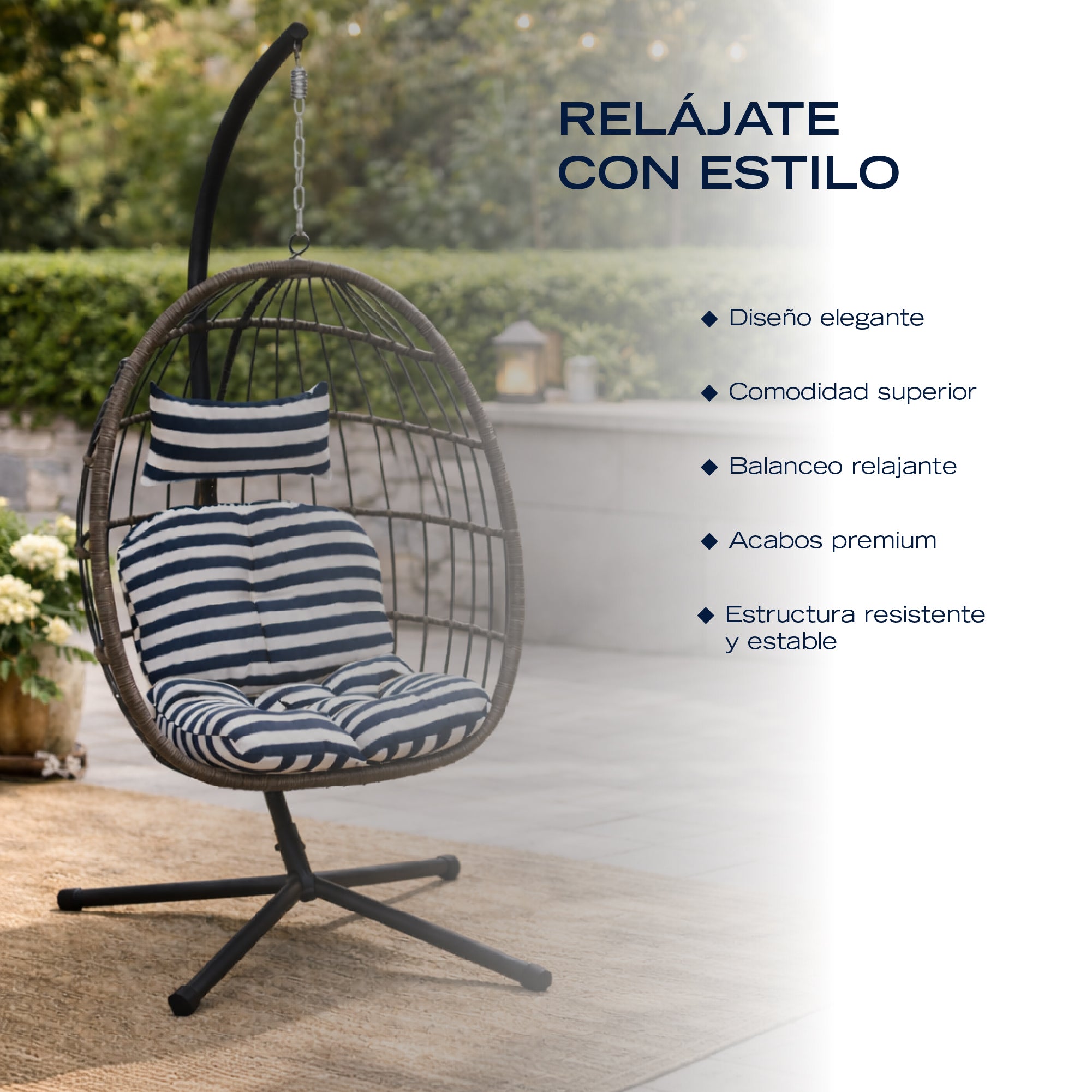 Columpio Hamaca Nautica Home Silla Jardin Terraza Exterior