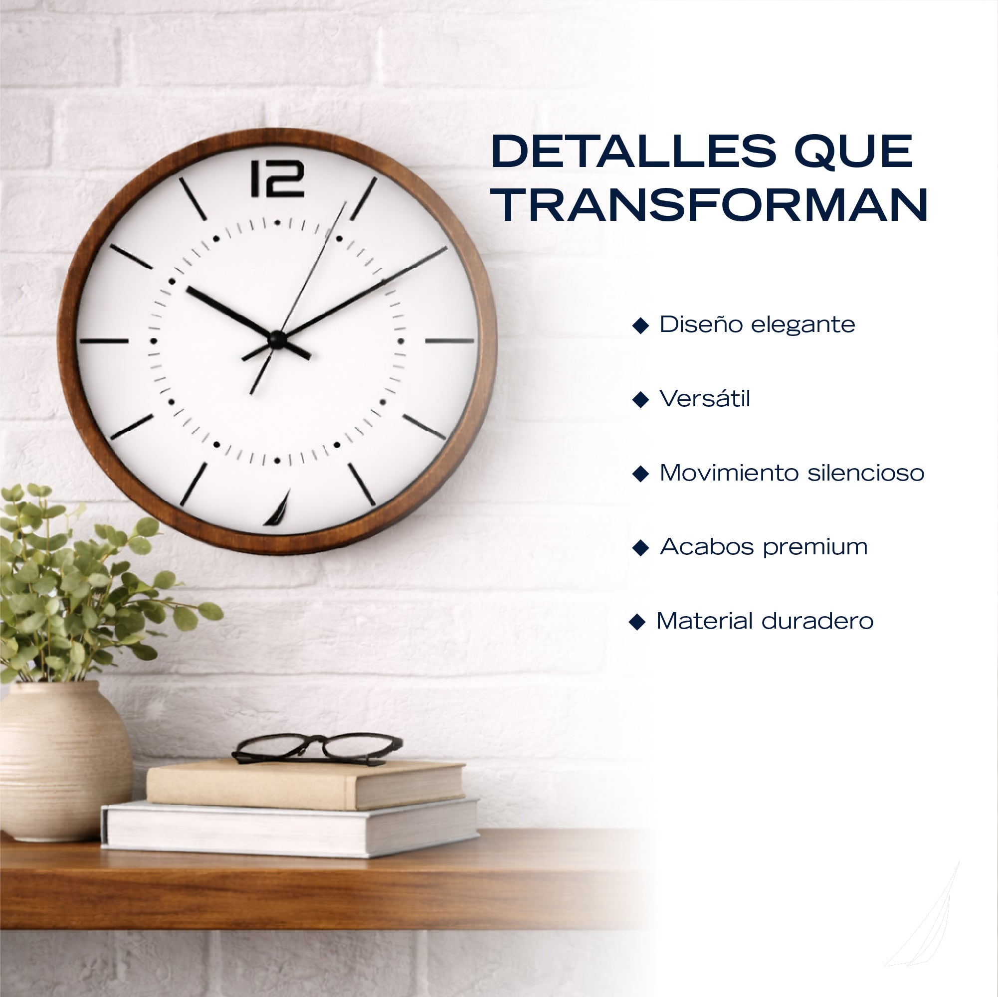 Reloj Pared Nautica - Madera Elegante Decorativo Silencioso