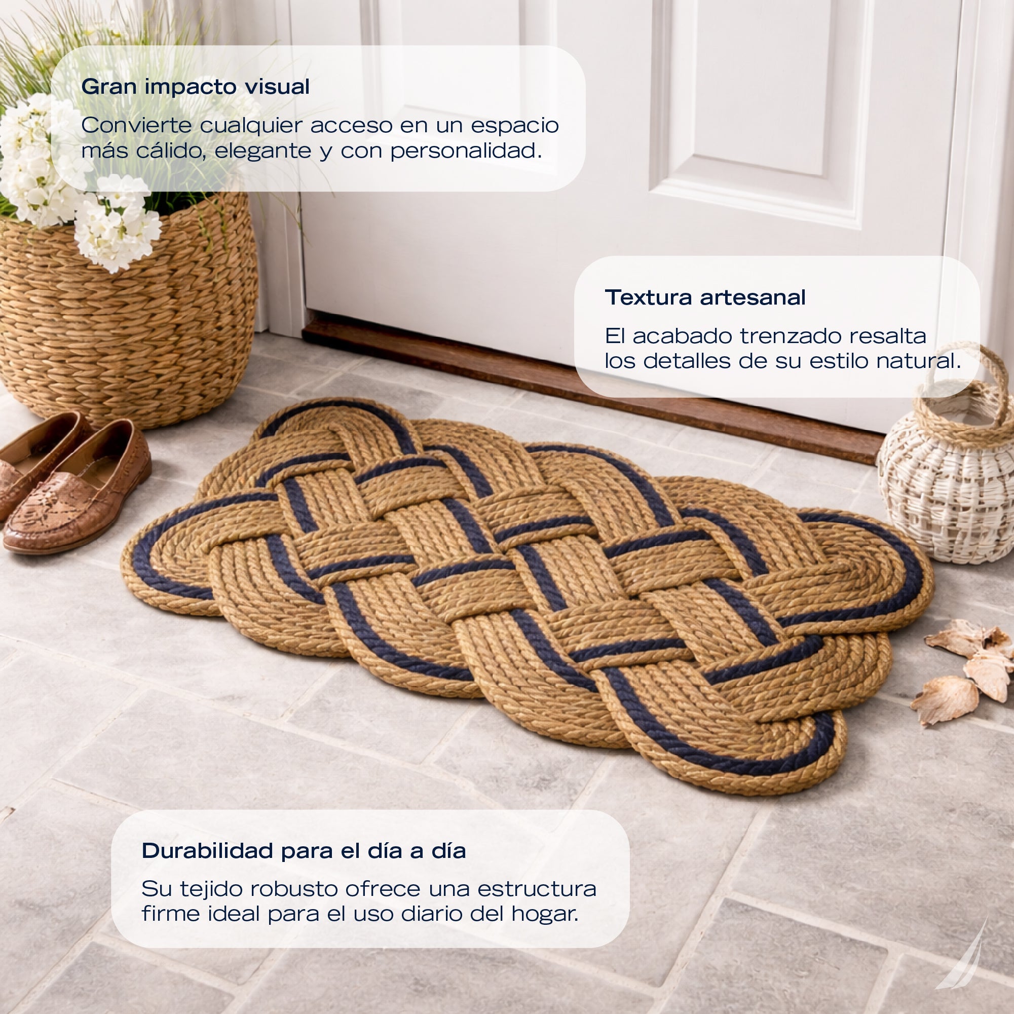 Tapete Alfombra Nautica fino Yute Decorativo Antiderrapante