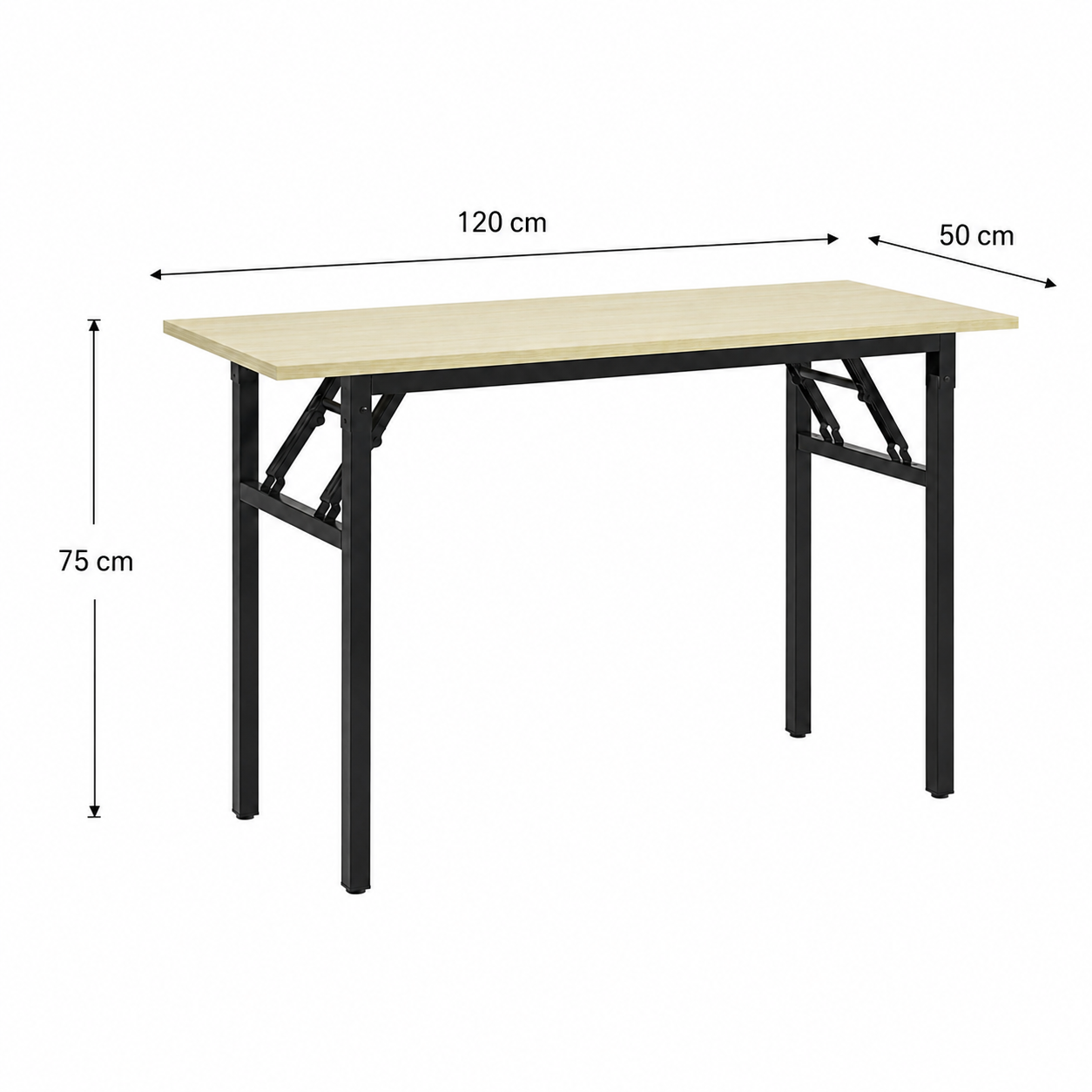 Mesa Plegable Rectangular Halan – Tablero MDF, Estructura De Acero Negro, 3 Tamaños y 2 Colores