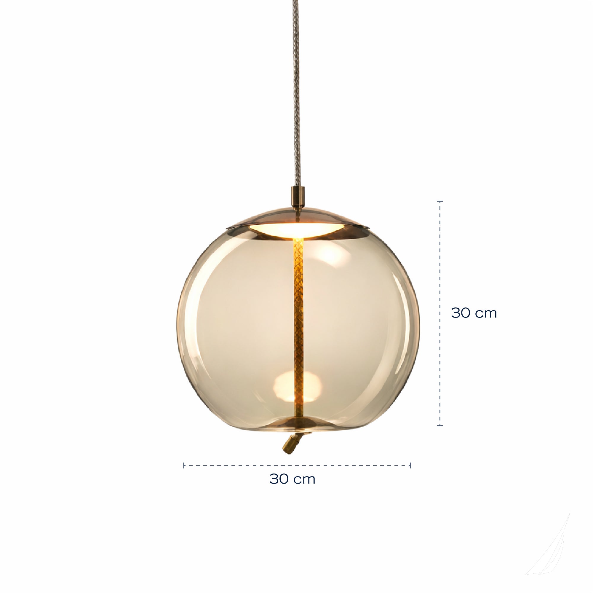 Lampara Colgante Techo Esfera Vidrio Ambar Nautica Moderna