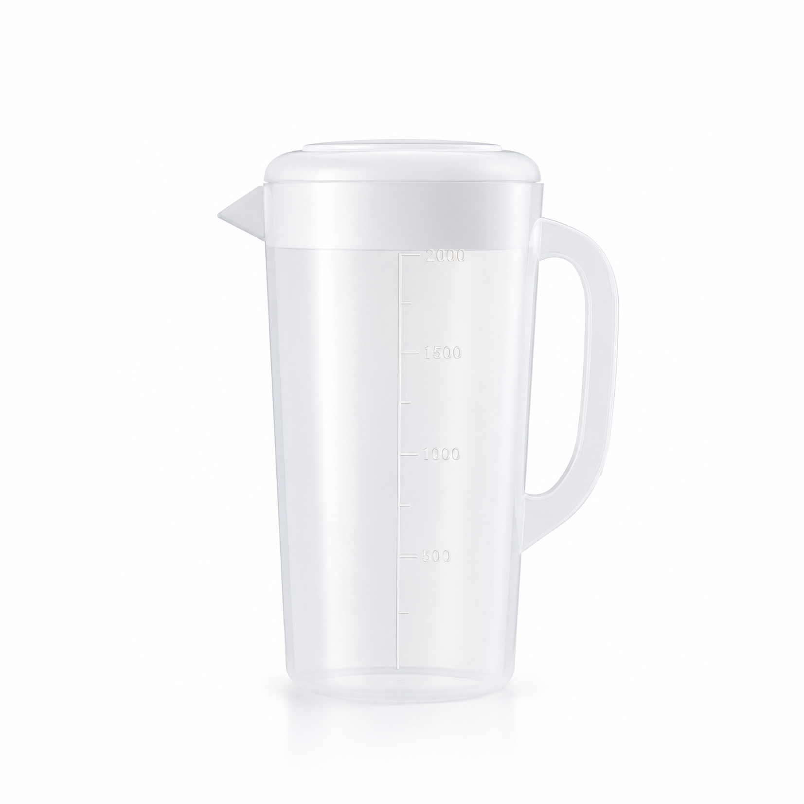 Jarra medidora de plástico con tapa y escala Myriam — 2000 ml o 2500 ml, transparente