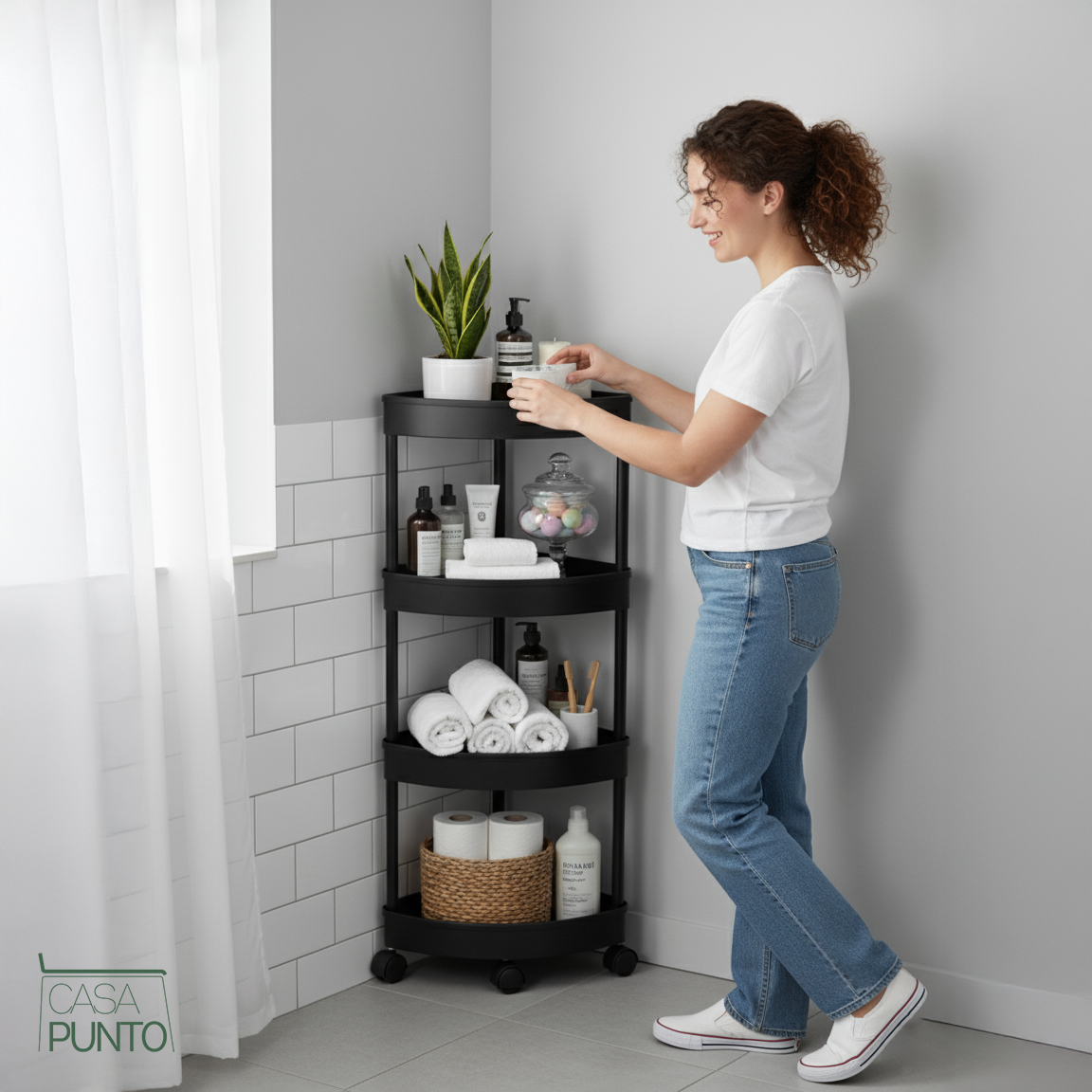 Estante esquinero móvil Hodun - Carro de almacenamiento rodante con ruedas