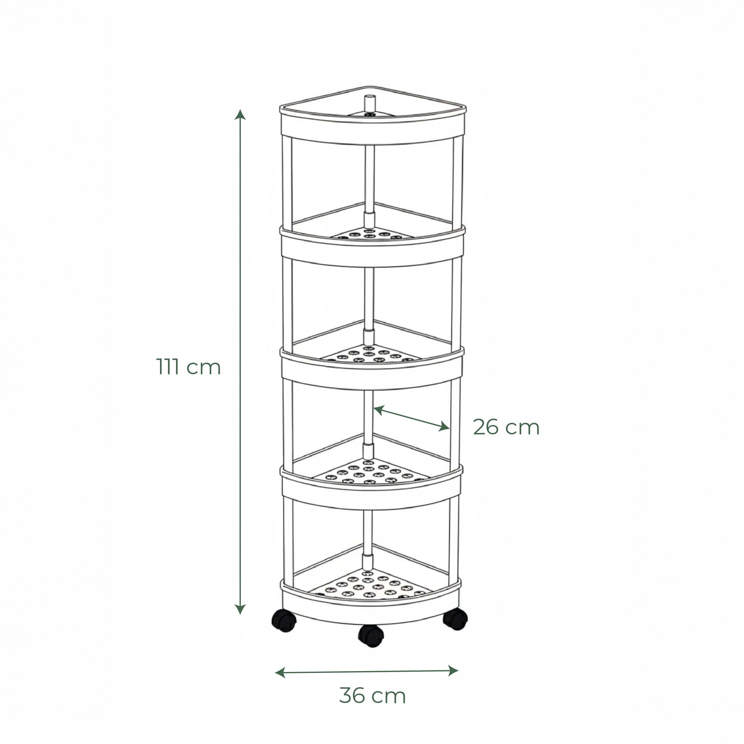 Estante esquinero móvil Hodun - Carro de almacenamiento rodante con ruedas