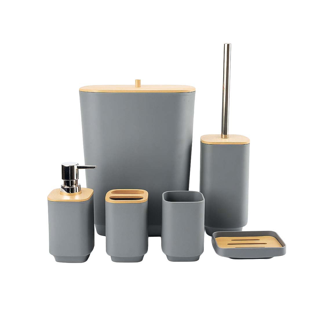 Juego de accesorios de baño de bambú Hugi de 6 piezas