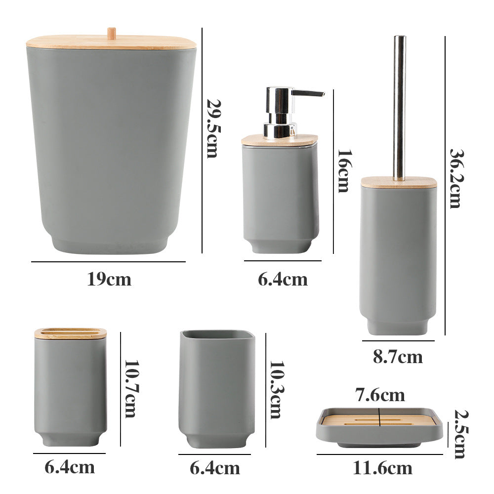 Juego de accesorios de baño de bambú de 6 piezas Hugi