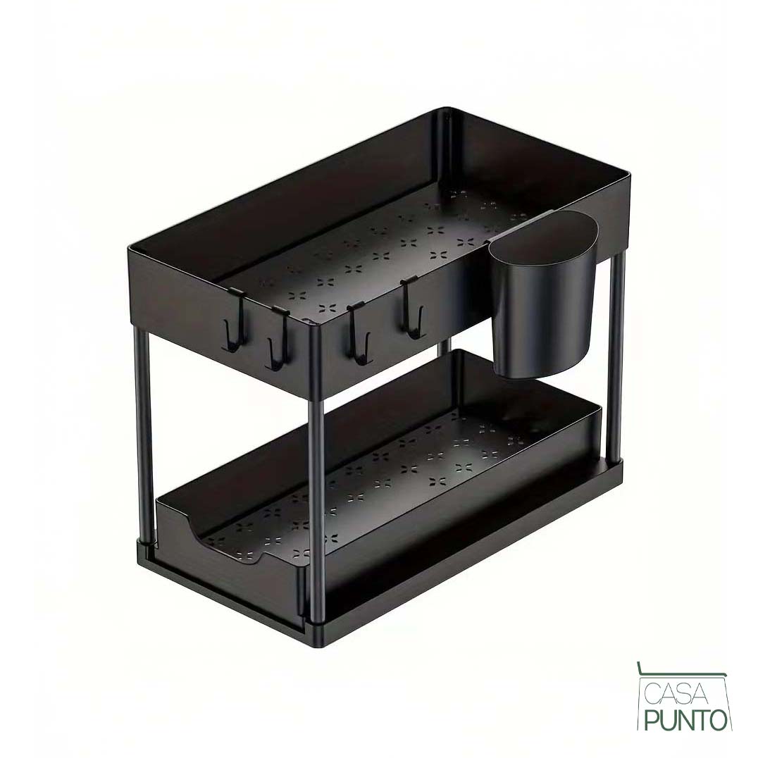 Organizador de gabinete extraíble Silvia - Cesta deslizante con ganchos