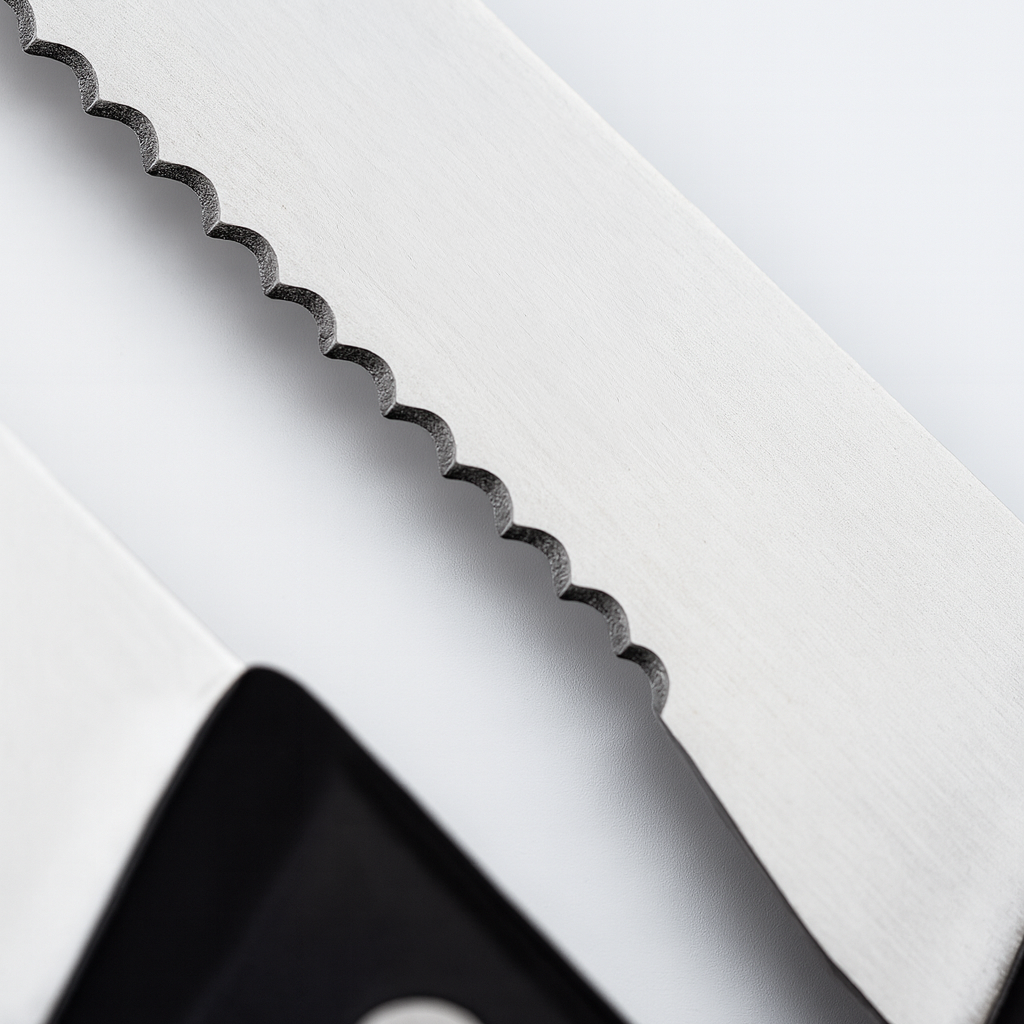 Juego de cuchillos serrados para carne Volza de 6 piezas - Mangos negros con triple remache