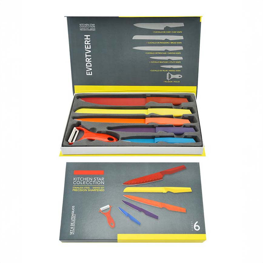 Juego colorido de cuchillos antiadherentes Gordon de 6 piezas