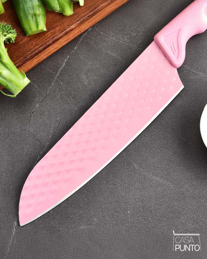 Juego de cuchillos con diseño de diamantes Linda de 6 piezas - Paja de trigo con afilador