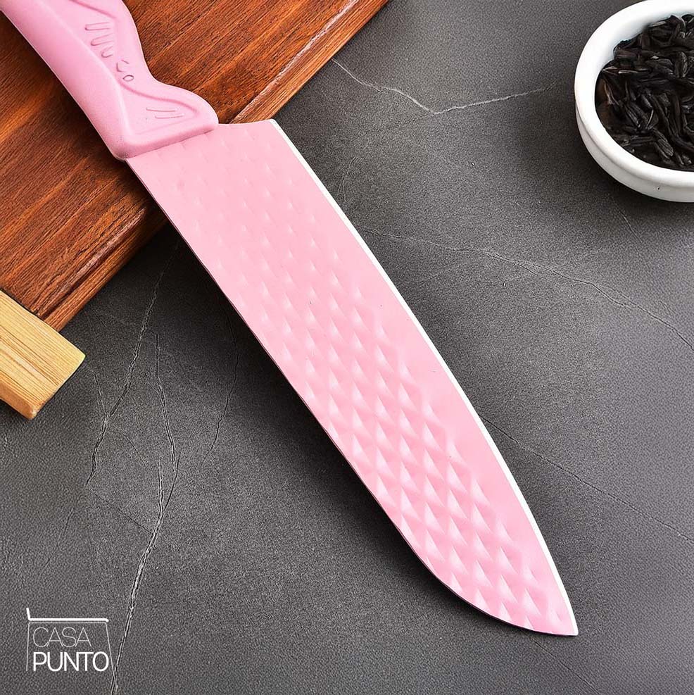 Juego de cuchillos con diseño de diamantes Linda de 6 piezas - Paja de trigo con afilador