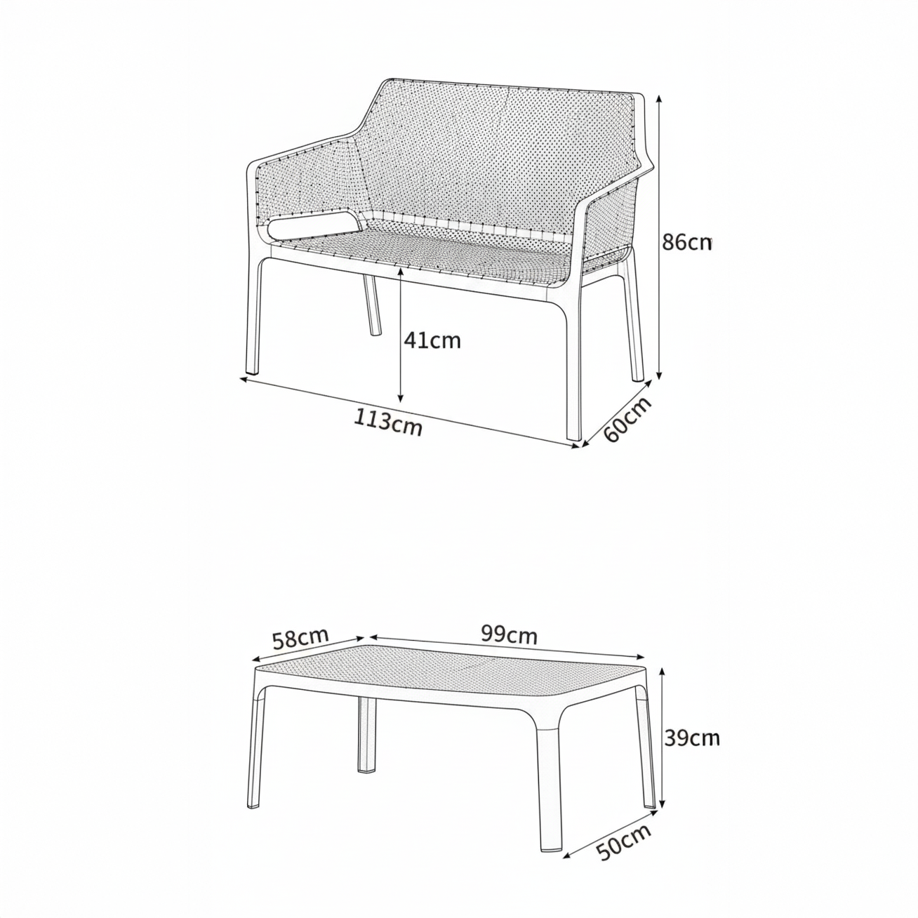Juego de patio exterior Jika de 4 piezas