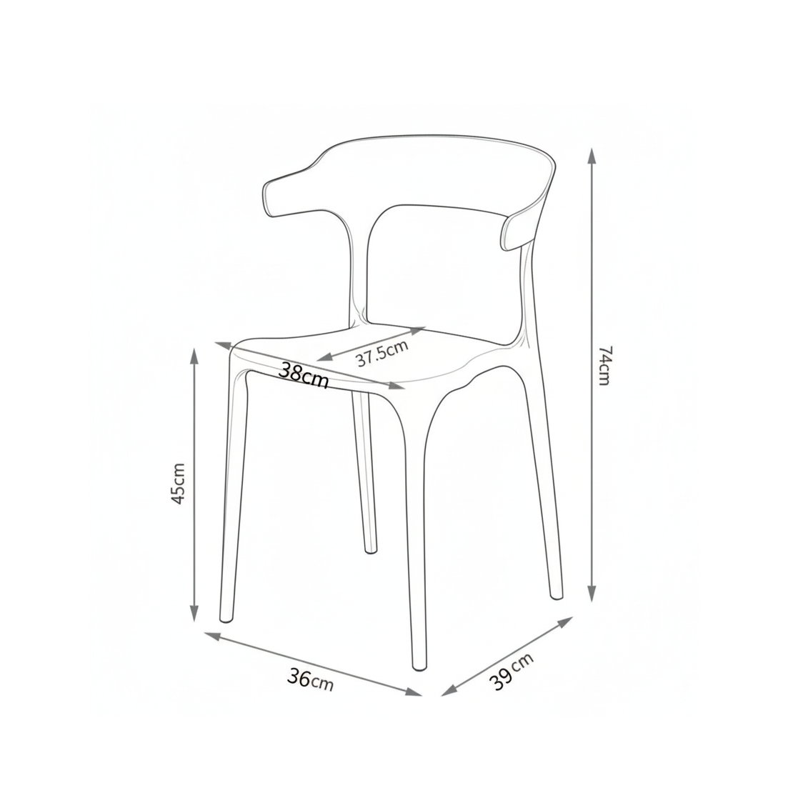 Silla de comedor apilable con brazos Heifro