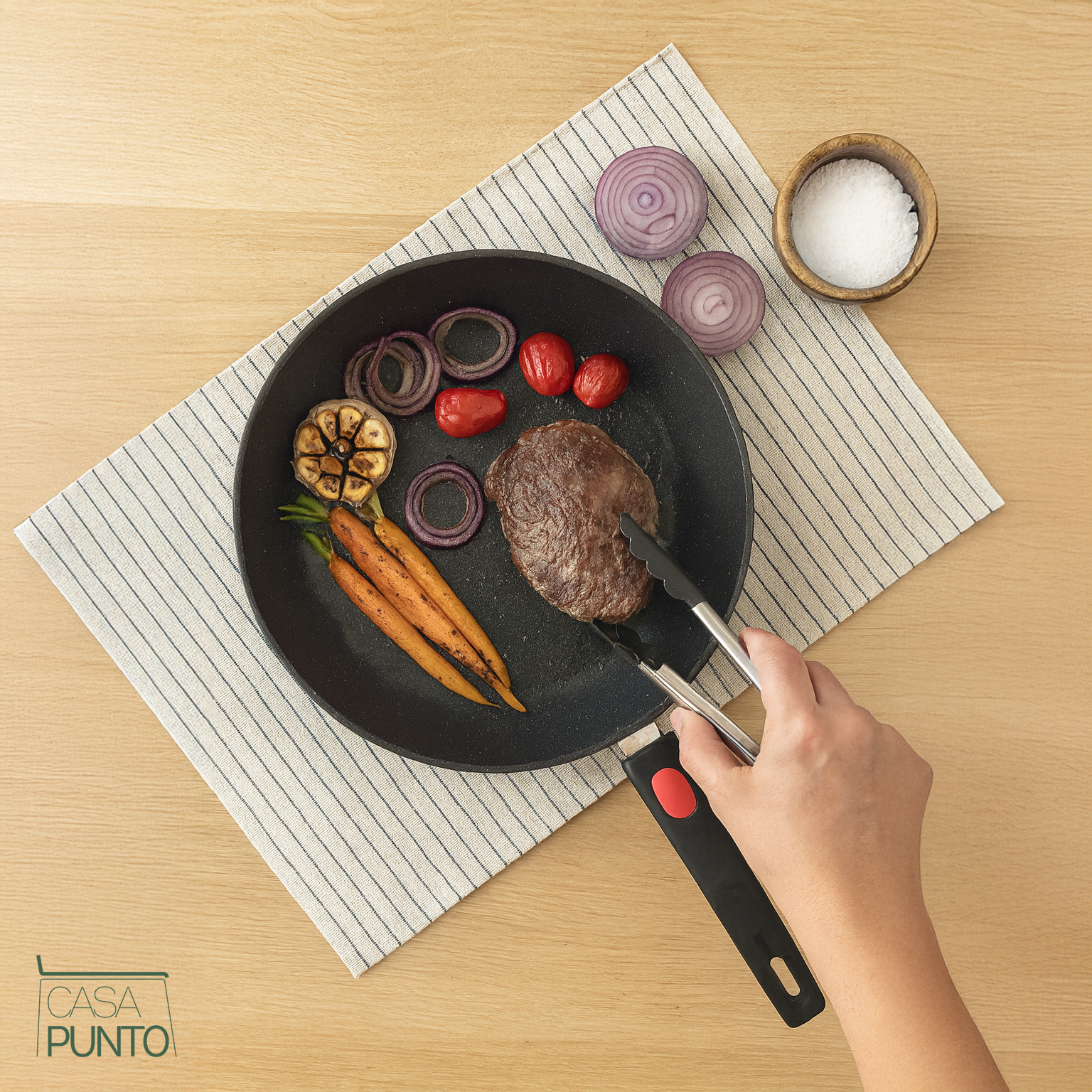 Hermina Juego de utensilios de cocina antiadherentes Maifan Stone de 3 piezas