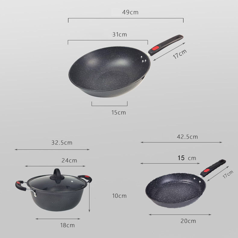 Hermina Juego de utensilios de cocina antiadherentes Maifan Stone de 3 piezas