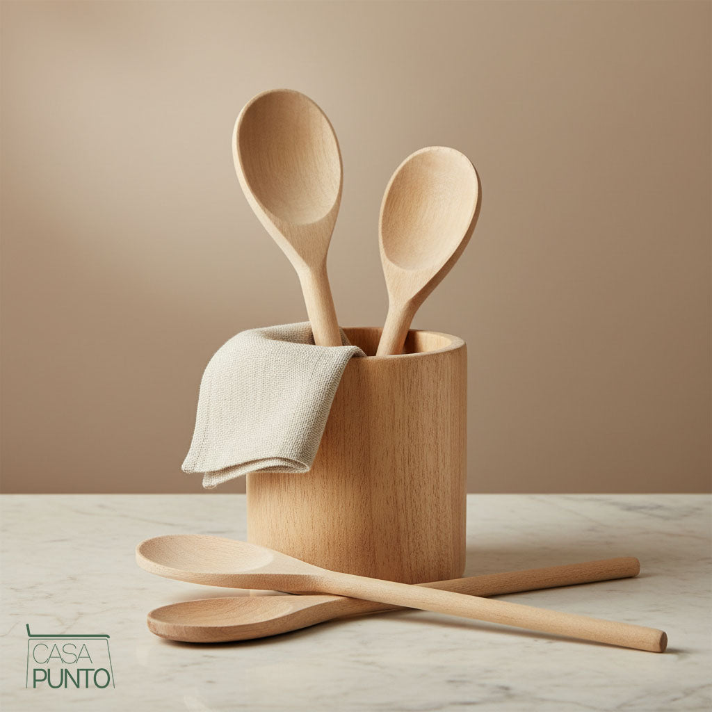 Juego de cucharas de madera de arce Buma de 3 piezas - Utensilios de cocina naturales