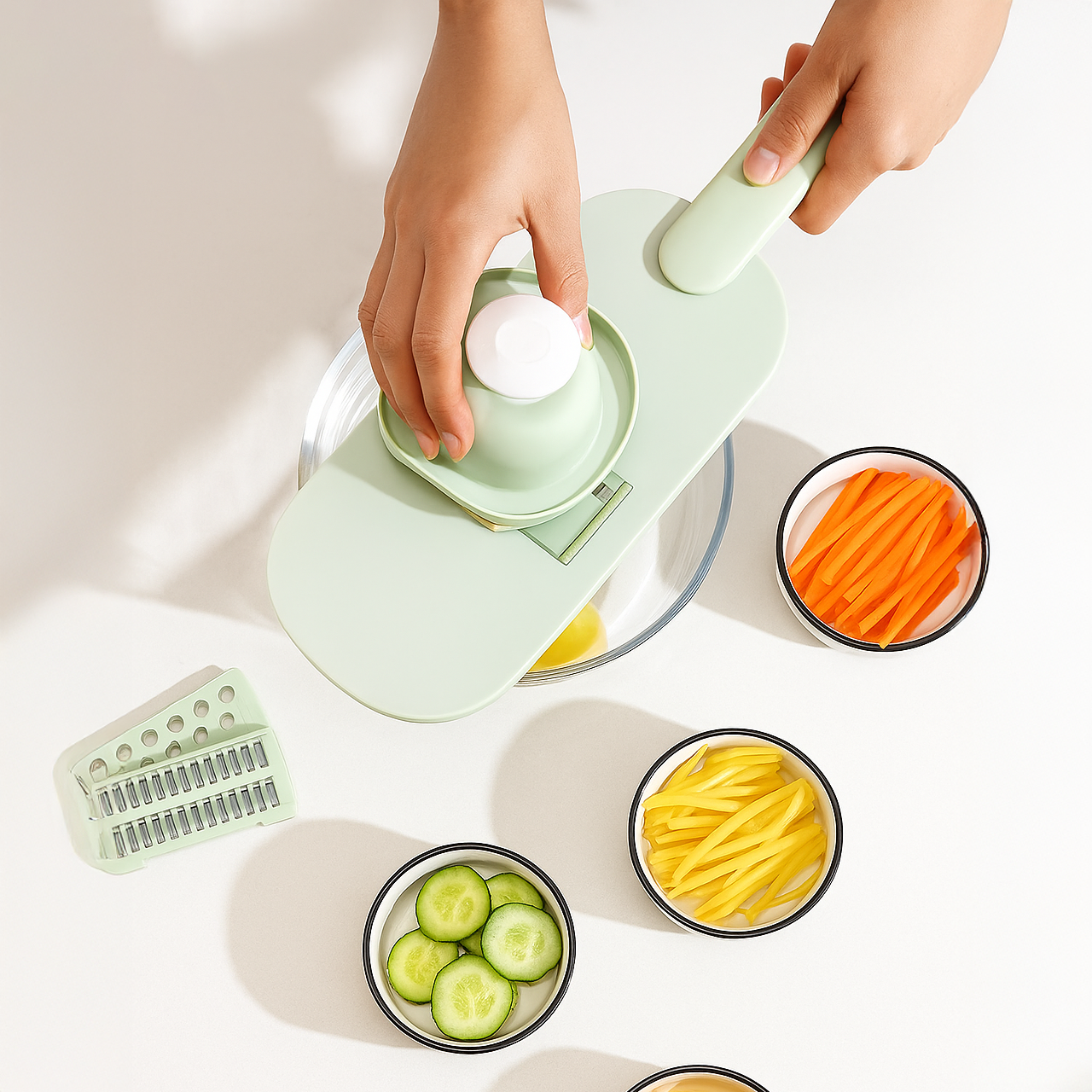 Juego de cortadora Pico 6 en 1 - Verde con caja de drenaje y protector de mano