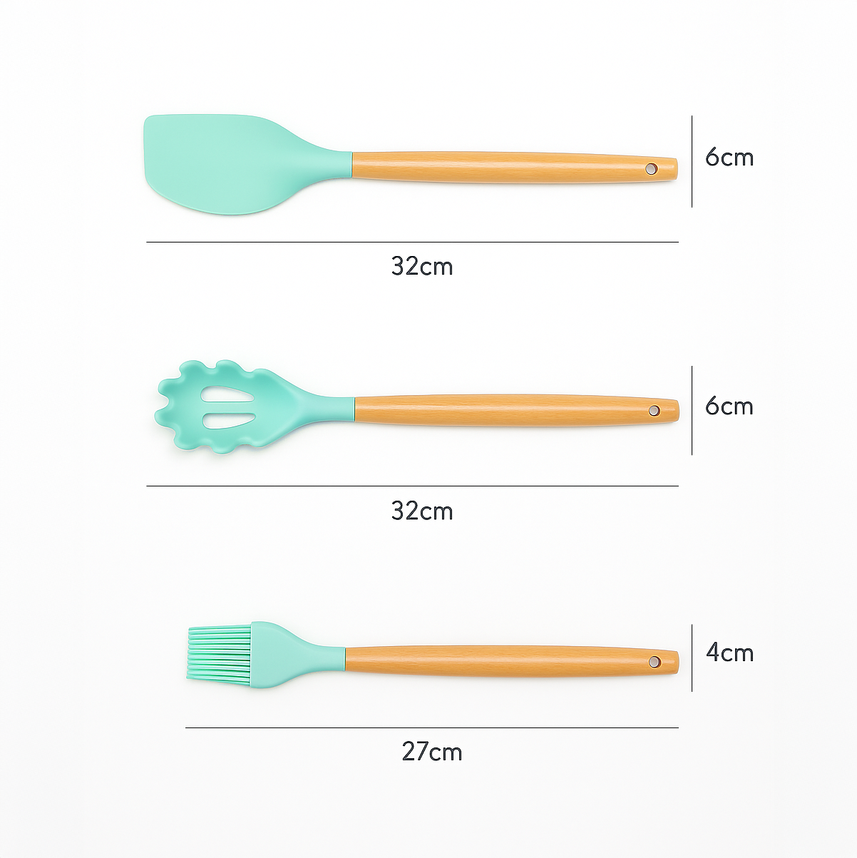 Juego de cuchillos y utensilios de cocina Carly de 19 piezas - Antiadherente con bloque de madera