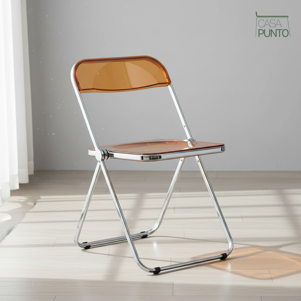 Silla plegable de acrílico transparente Ida - Silla Ghost con estructura de acero cromado