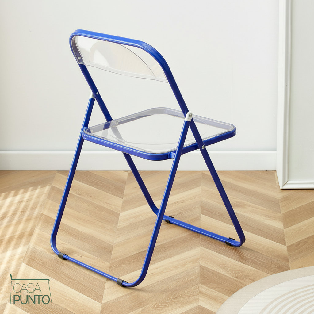 Silla plegable de acrílico transparente Ida - Silla Ghost con estructura de acero cromado
