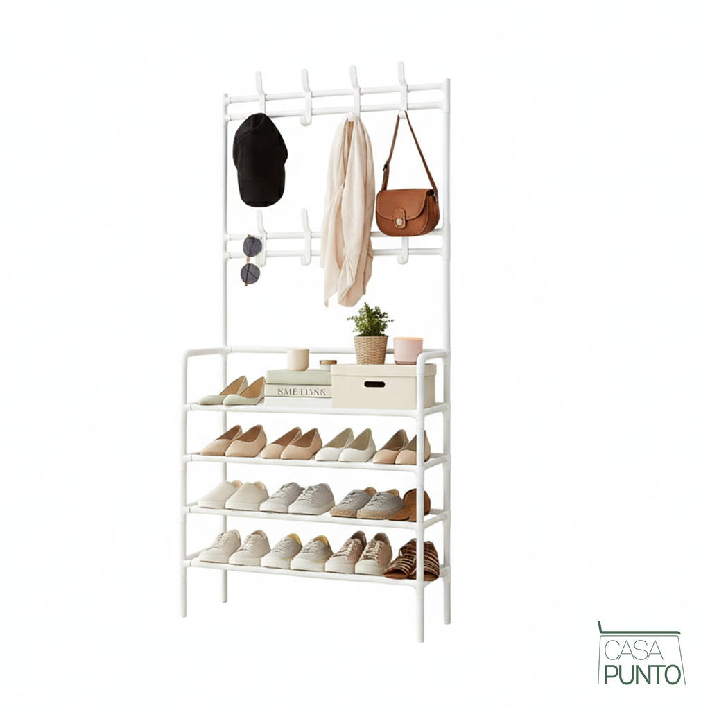 Organizador de entrada de 4 niveles Elda - Estante con almacenamiento para zapatos