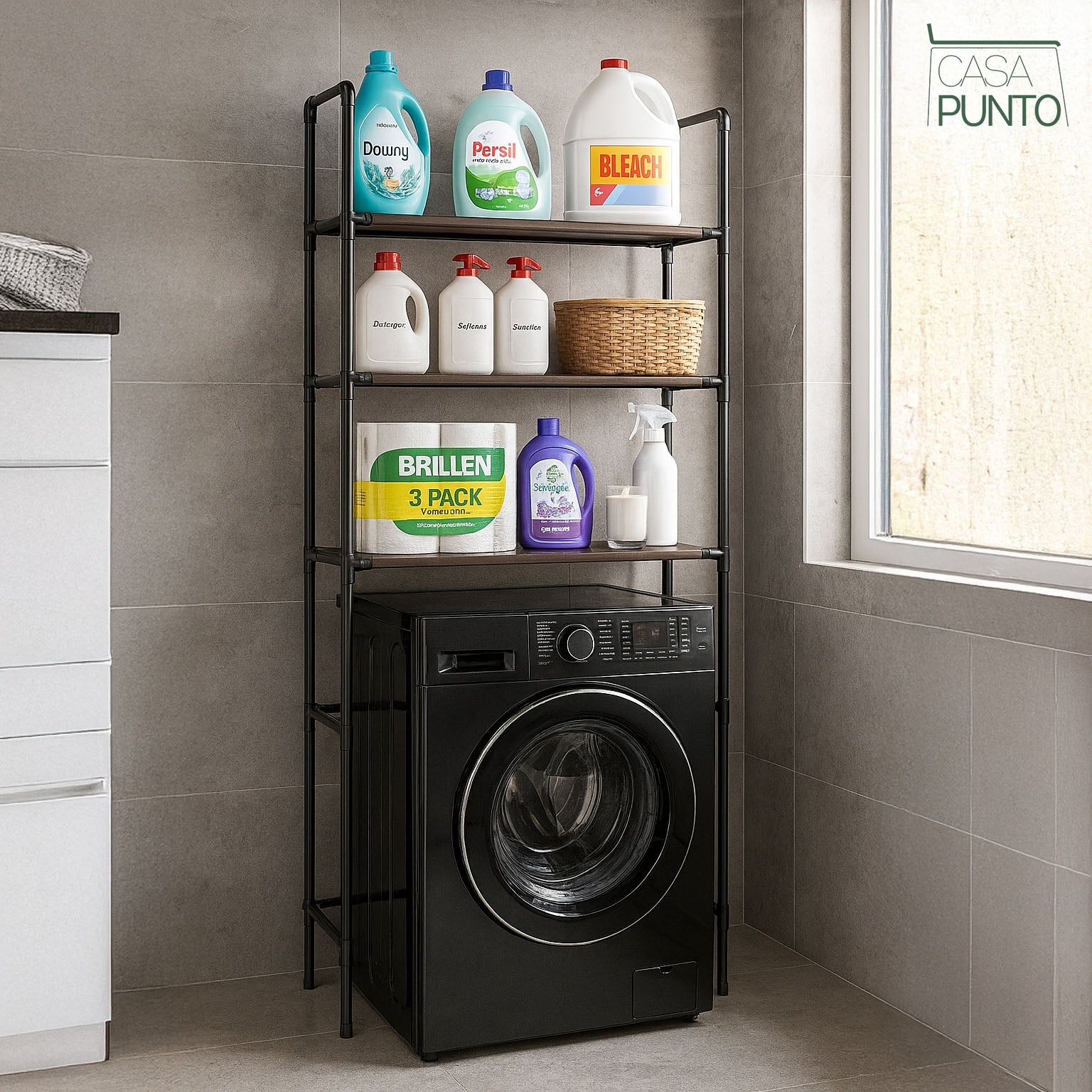 Estante de almacenamiento sobre inodoro de 3 niveles Bugi - Organizador de baño de metal