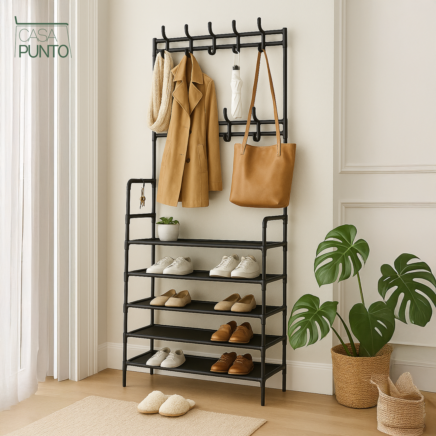 Organizador de entrada de 4 niveles Elda - Estante con almacenamiento para zapatos