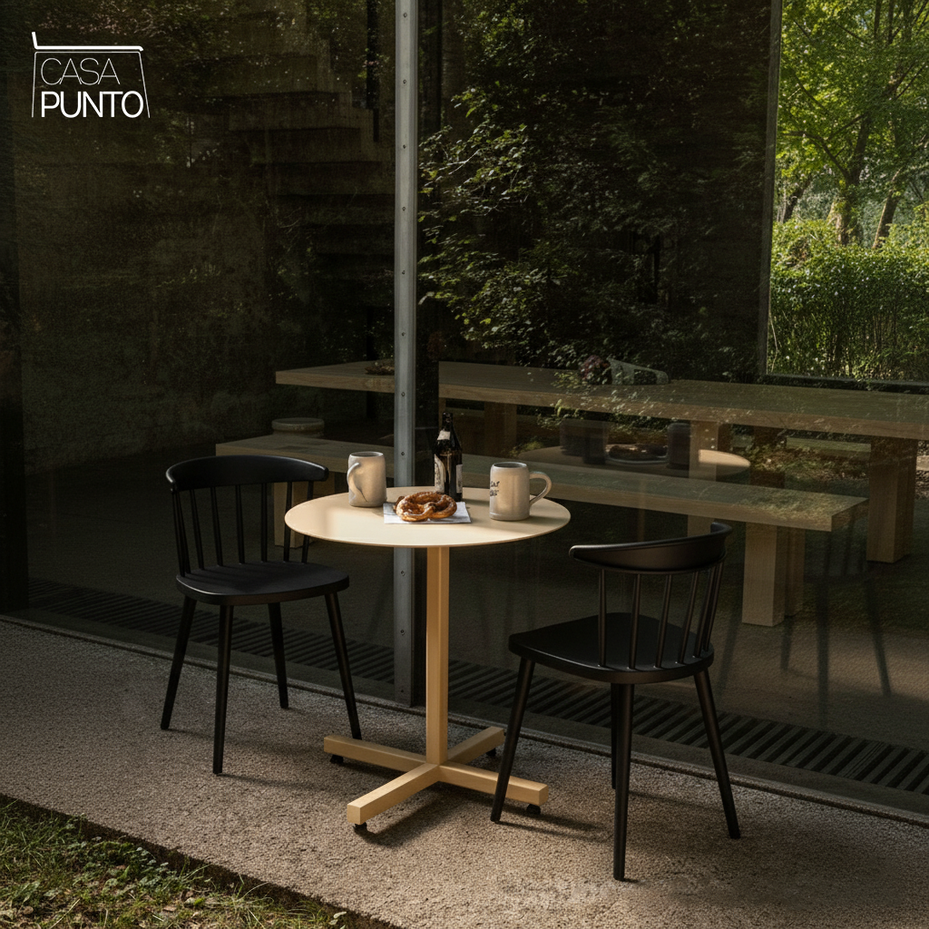 Silla de comedor nórdica Koryn - Plástico apilable con respaldo de eje