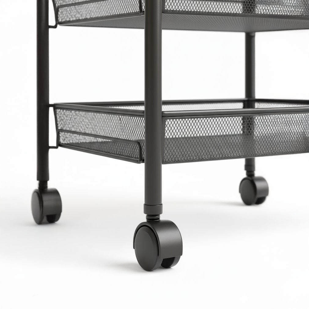 Carro utilitario con ruedas Viggo de 4 niveles - Organizador de almacenamiento de metal con ruedas