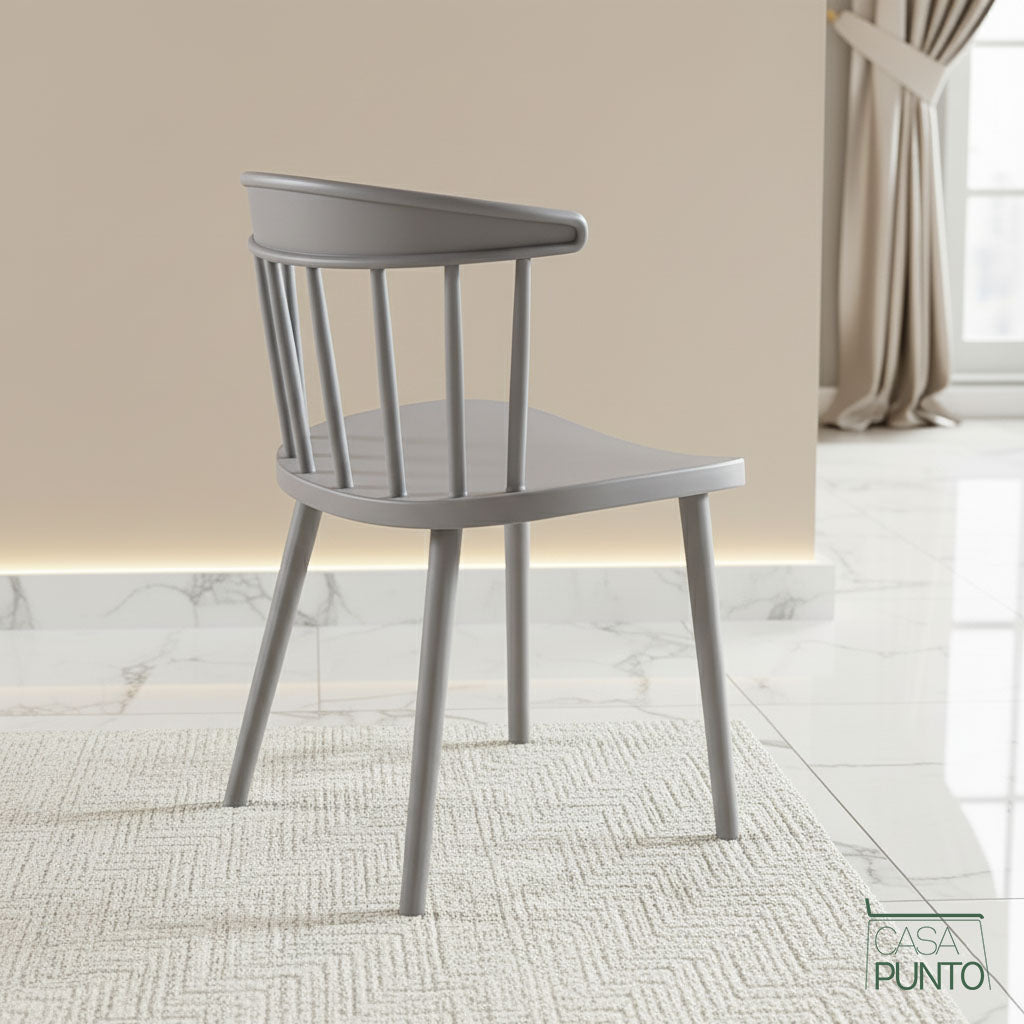 Silla de comedor nórdica Koryn - Plástico apilable con respaldo de eje