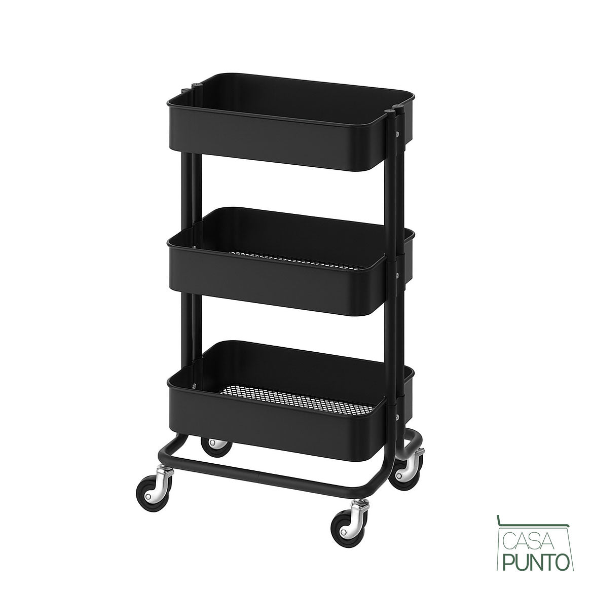 Carrito utilitario con ruedas de 3 niveles Ulla - Organizador de almacenamiento con ruedas