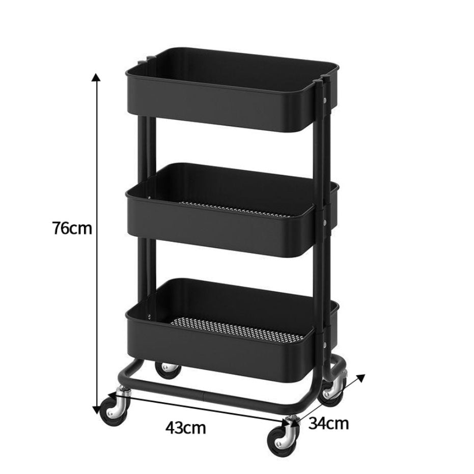 Carrito utilitario con ruedas de 3 niveles Ulla - Organizador de almacenamiento con ruedas