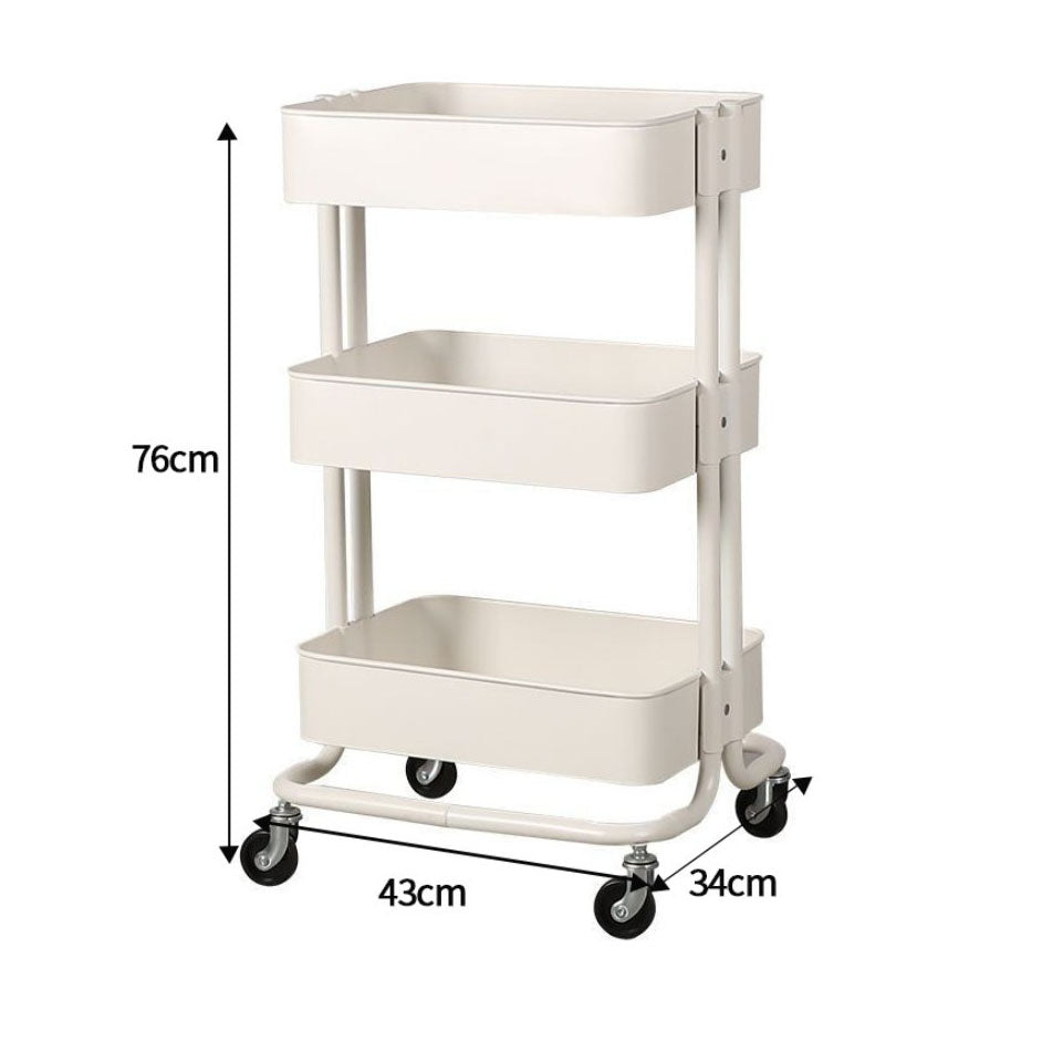 Carrito utilitario con ruedas de 3 niveles Ulla - Organizador de almacenamiento con ruedas