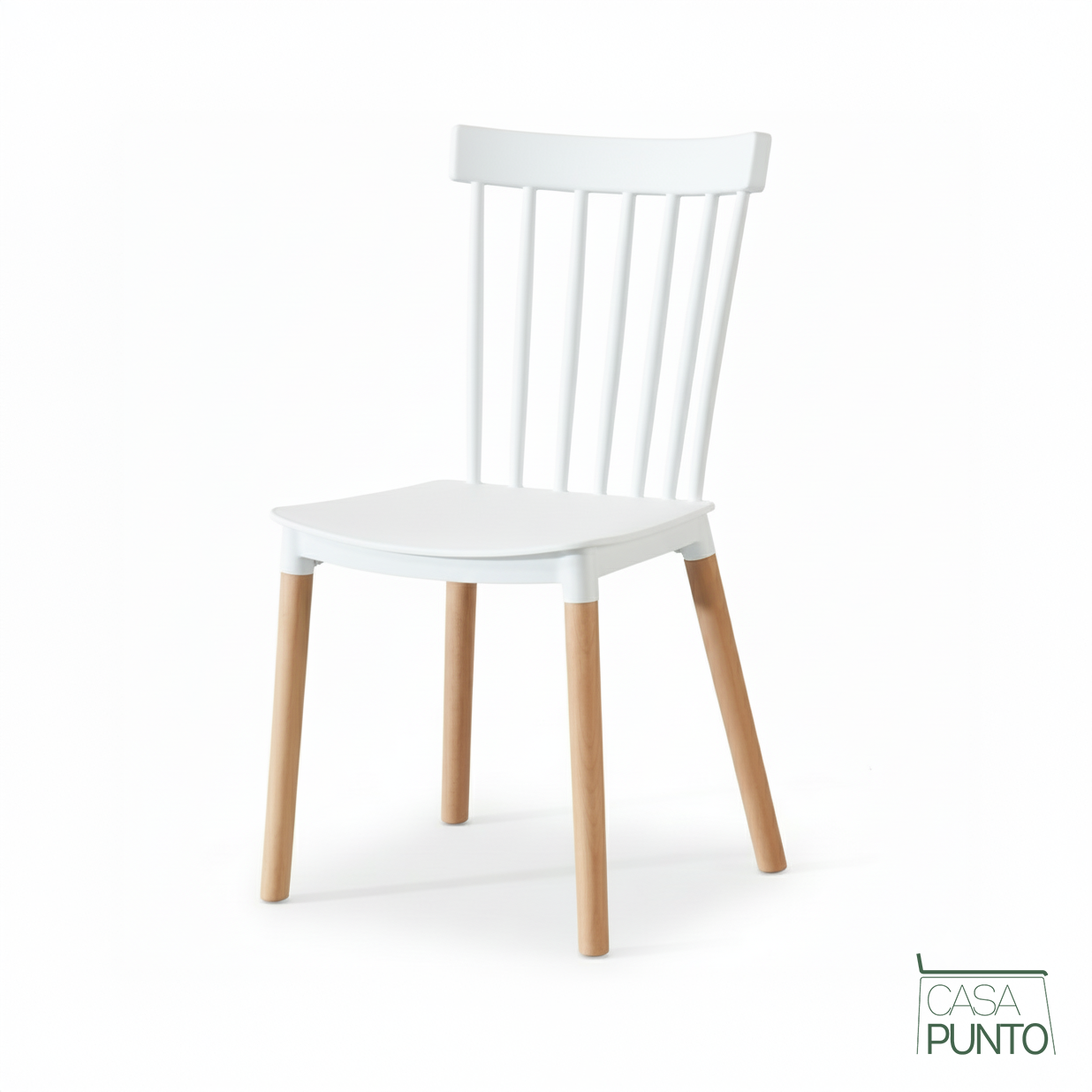 Silla de Comedor Nórdica Ellis - Plástico Negro con Patas de Madera Estilo Escandinavo