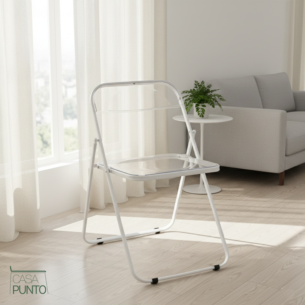 Silla plegable de acrílico transparente Ida - Silla Ghost con estructura de acero cromado